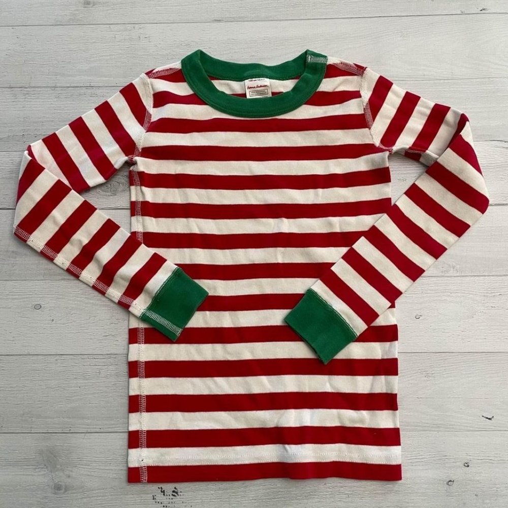 Hanna Andersson red/white striped pajama top 6/7
